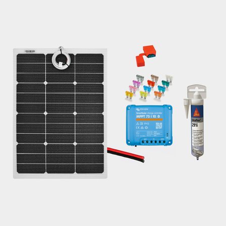 Solarmodulenset für feste Installation Juni Solar Flush Mounted Cable, 60 W, monokristallin, flexibel, 12 V, 580 x 540 x 3 mm, mit MPPT-Regler (10 amp