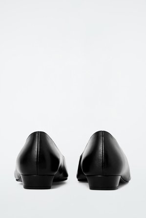COS Women's Square-Toe Leather Court Shoes in Black