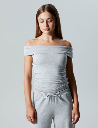 LMTD Nlfbenedicte Short Off Shoulder Top - Grey - 134-140