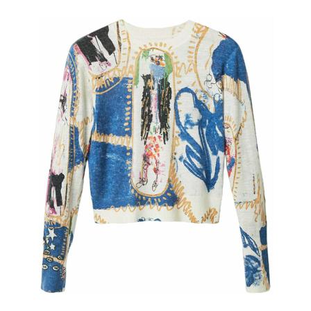 Desigual - Stickade Tröjor & Koftor - Blå - Dam - Storlek: M, Dam, Storlek: M