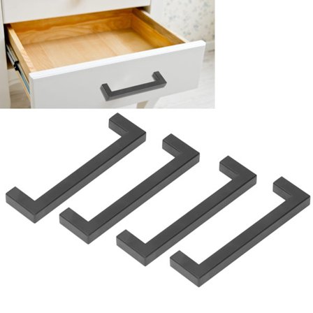 4 Set skåphandtag fyrkantig rostfritt stål köksskåp skrivbordslåda handtag liten svart 12x12x192mm