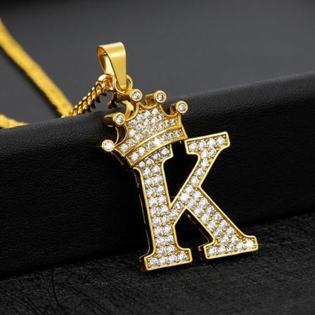 Lyxiga kristaller initialer Halsband Smycken Stora Zirconia bokstäver Löstagbara hänge Halsband för kvinnor Festpresenter 45cm K