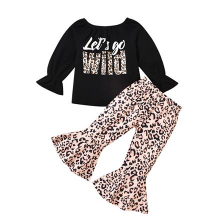Toddler Baby Girls Volanger Print Toppar Byxor Set Pink 90