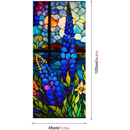 2 kpl (45 x 100 cm) värikkäitä itseliimautuvia lasimaalauksia