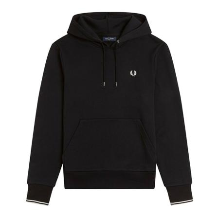 Fred Perry Tipped Hoodie Sort, Herre