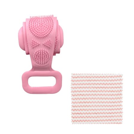 Stor Blød Rygskrubber til Bad med Håndtag - Eksfolierende Kropsmassager Egnet til Mænd & Kvinder, Pink & Grøn