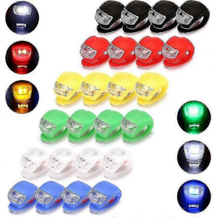 16/24 stk. LED Cykellygte, Clip-On Cykellygter, For- og Baglygte Sæt i Silikone med LED, Vandtæt Cykellygte Forlygte Baglygte Sikkerhed til Nat - JV