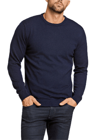 Lindbergh 100 % Merino Crew Neck Knit Tröjor Herr Blå L