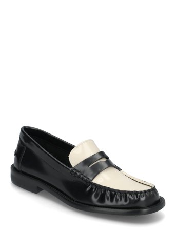 Mango Two-Tone Leather Loafers - Black - 36