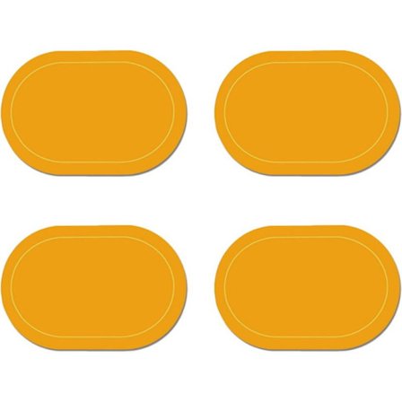 Sæt med 4 dækkeservietter i kunstlæder, dobbeltsidet, farve oval gul