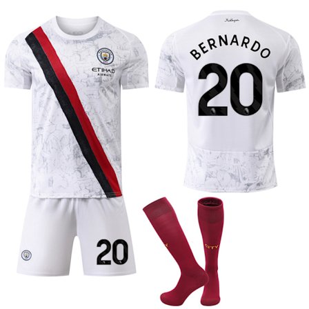 25-26 Manchester City F.C. Bortedrakt NO.20 BERNARDO Drakter Barn Voksen Fotballutstyr med Sokker