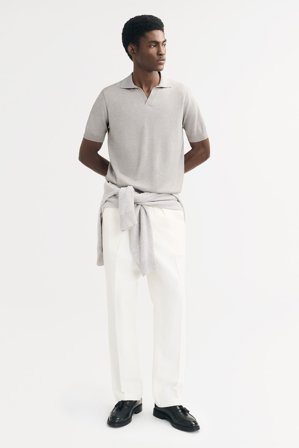 Soft Goat - Men's Pique - Kashmirtröja herr - L - Light Grey