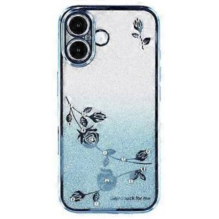 KADEM Kompatibelt Skal för iPhone 16 Plus TPU Glitter Blommigt Estetiskt Telefonskal (Blå)