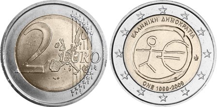 Grækenland 2009 - 10 år for Den Økonomiske og Monetære Union - 2 euro mønt
