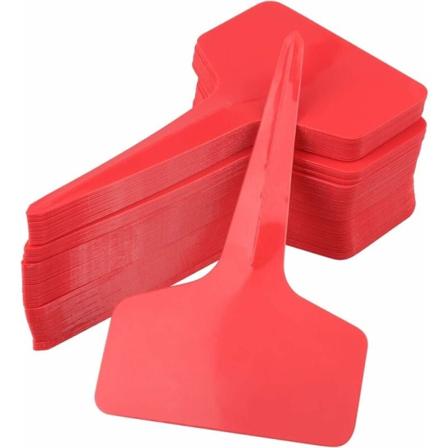 100 stk. plantelabels, frøplantelabels, køkkenhaveplanter, vandtæt plast, udendørs, rød, 10 x 6 cm