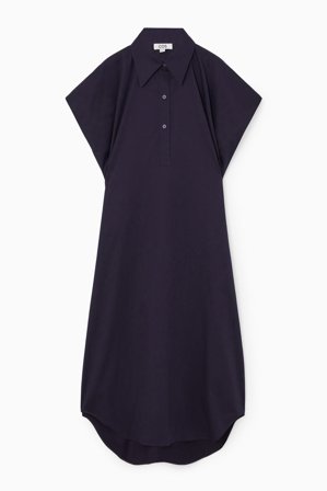 COS Women's Oversized Midi Shirt Dress in Blue