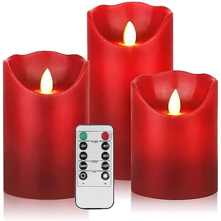 LED-lys. Flammeløse stearinlys 4" 5" 6" Ekte voks batteridrevne søyler. 10-knapps fjernkontroll