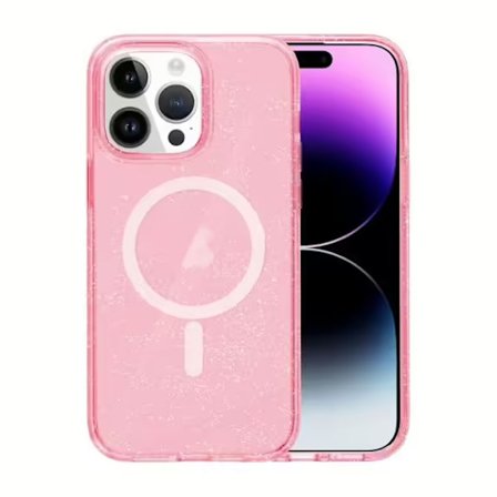 iPhone 15 Pro Mobilskal Glitter Magsafe - Rosa