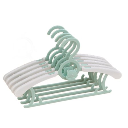 10 st björnformade barnhängare för hemmabruk, utdragbara, kan fästas för att hänga kläder - grön