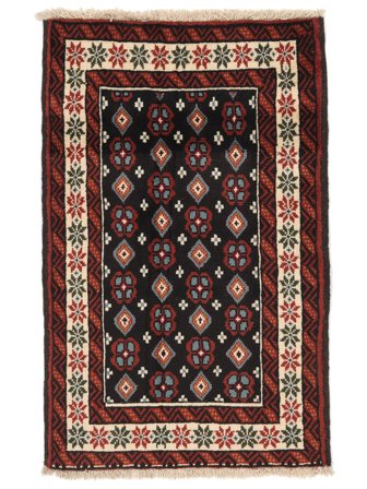 Tappeto Beluch 80X123 Nero/Rosso Scuro (Lana, Persia/Iran)