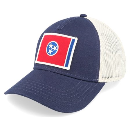 American Needle - Blå trucker Caps - Tennessee Twill Valin Patch Navy/Ivory Trucker @ Hatstore