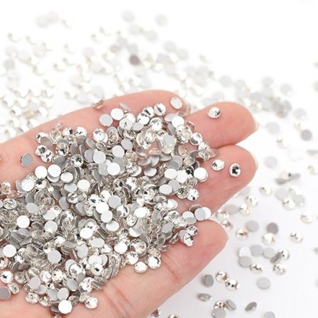 Flatback Rhinestones, for Craft Nails Danskostymer, Flatback Nail Crystals White