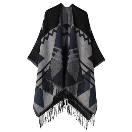 Retro Tofs Poncho Sjal Cape Wraps för kvinnor