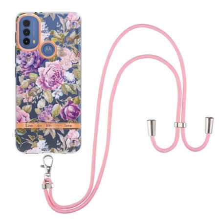 Tunt och tåligt mjukfodral med nyckelband för Motorola Moto E30 / E20 / E40 - Lila Pion