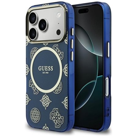 Guess IML Peony Dot MagSafe-fodral för iPhone 17 Pro - Blå