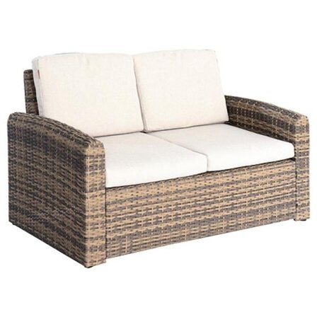 2-personers sofa, aluminium og vævet harpiks, vandafvisende hynder