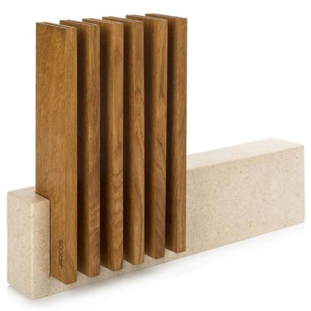 Porte-Couteaux - ARCOS - Petra - Kalksten - Ekträ - 280 x 364 x 78 mm