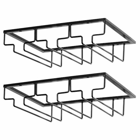 Vinställ för vinglas - Under skåp förvaringshållare för vinglas 2-pack metallorganiserare för bar kök svart
