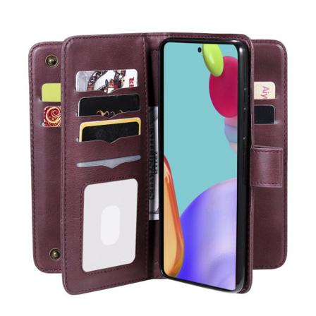 Samsung A52 / A52s Plånboksfodral 10-fack - Vinröd Vin, Röd