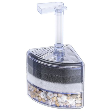 Akvarium Hjørne Svampfilter Stille Betta Yngel Reker og Små Fisk Bio Skumfilter med Naturlige Steiner Grus (Luftpumpe Ikke Inkludert)