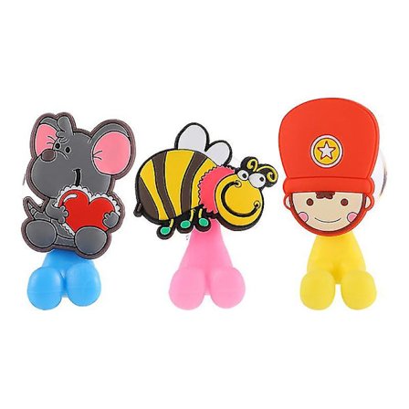 3 stk. Dyre Tandbørsteholder Tegneserie Hængere Tandbørster Kroge Til Badeværelse