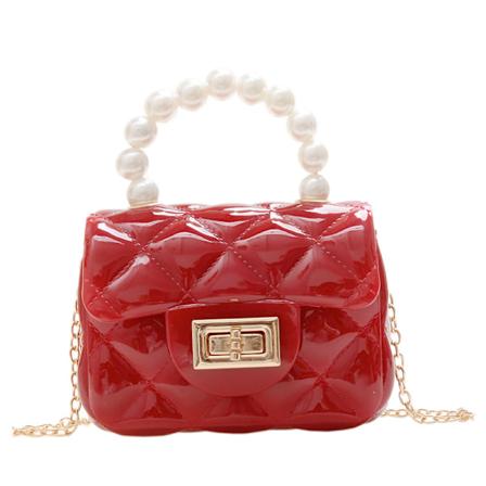 Jelly Bag Dame Skulderveske Kvinners Mote Perlekjede Tote Mini Diagonal Lomme Claret