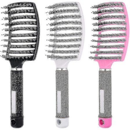 3-pak hårbørste, ventileret, buet børste, udredningsbørste, hårudredningsbørste, stylingbørste