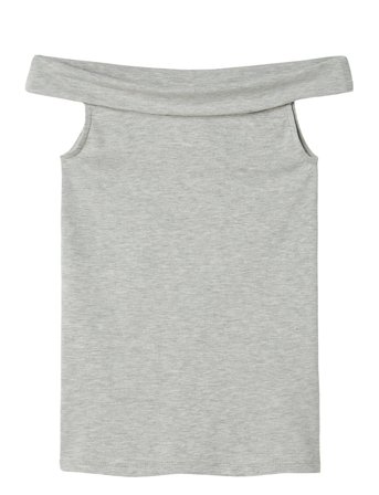 Nlfbenedicte Short Off Shoulder Top Grey LMTD
