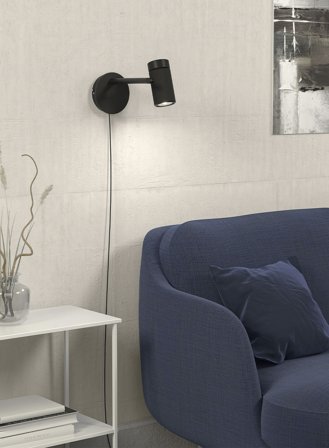 Holder vegglampe - sort