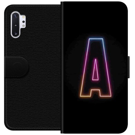 Yhteensopiva Lompakkokotelo Samsung Samsung Galaxy Note10+ Minimalistinen neonkirjain A sateenkaarenvärisessä valossa mustaa taustaa vasten modernis