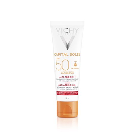 VICHY Capital Soleil Crema Viso 3in1 Anti-età SPF 50 50ml - Solare viso alta prot.