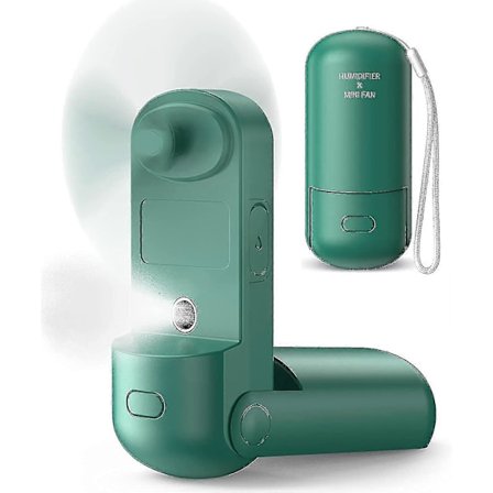 Handhållen Fläkt med Dimspridare, 3-i-1 Handfläkt, Portabel Minifläkt med Uppladdningsbart Batteri och 3 Justerbara Hastigheter [6-13-20 Timmar 