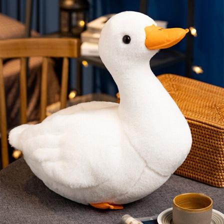 Simulering Plyschleksak stoppade mjuka leksaker Realistisk modell Söt Docka Vit Anka 42CM