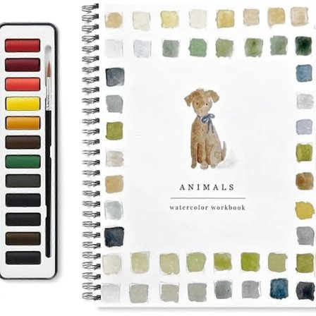 Akvarel Malebøger, Begyndervenlig Akvarel Malebog, 12-Farve Akvarelfarvesæt med Pensel, Kunst og Håndværk Malersæt Gave til Børn