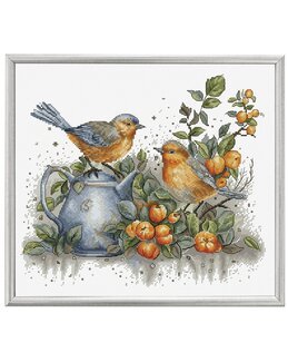 Stickpackung Bild Herbstvögel