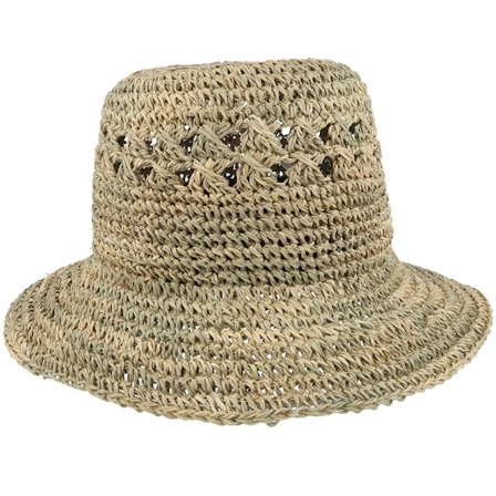 Seeberger - Beige straw Hatt - Seagrass Crochet Bell Natural Straw Hat @ Hatstore