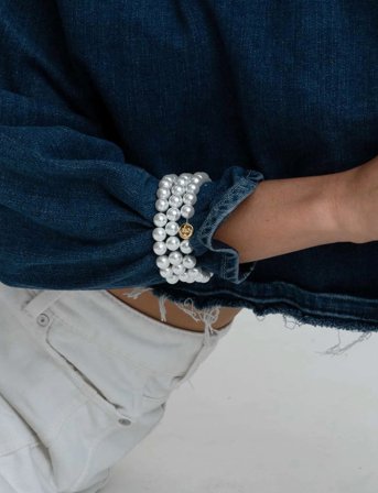 SNÖ of Sweden Laney Elastic Pearl Brace G/White - S/M - White - SM