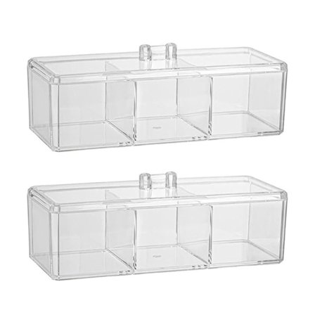 2 STK Multifunktionelle Plastopbevaringsbokse med Låg Gennemsigtige til Hjemmebrug