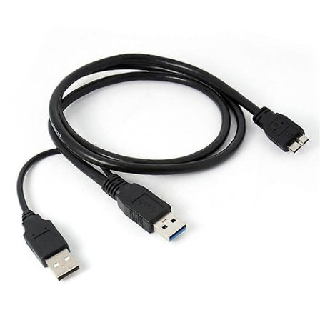 XJ-En Micro USB B 3.0 Y-Kabel Harddisk Kabel Sort