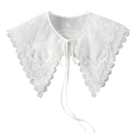 Blonde falsk krage i blonde, avtakbar blusekrage med brodert blomsterdesign, elegant hvit halv falsk skjorte, sløyfehals for kvinner og jenter, able